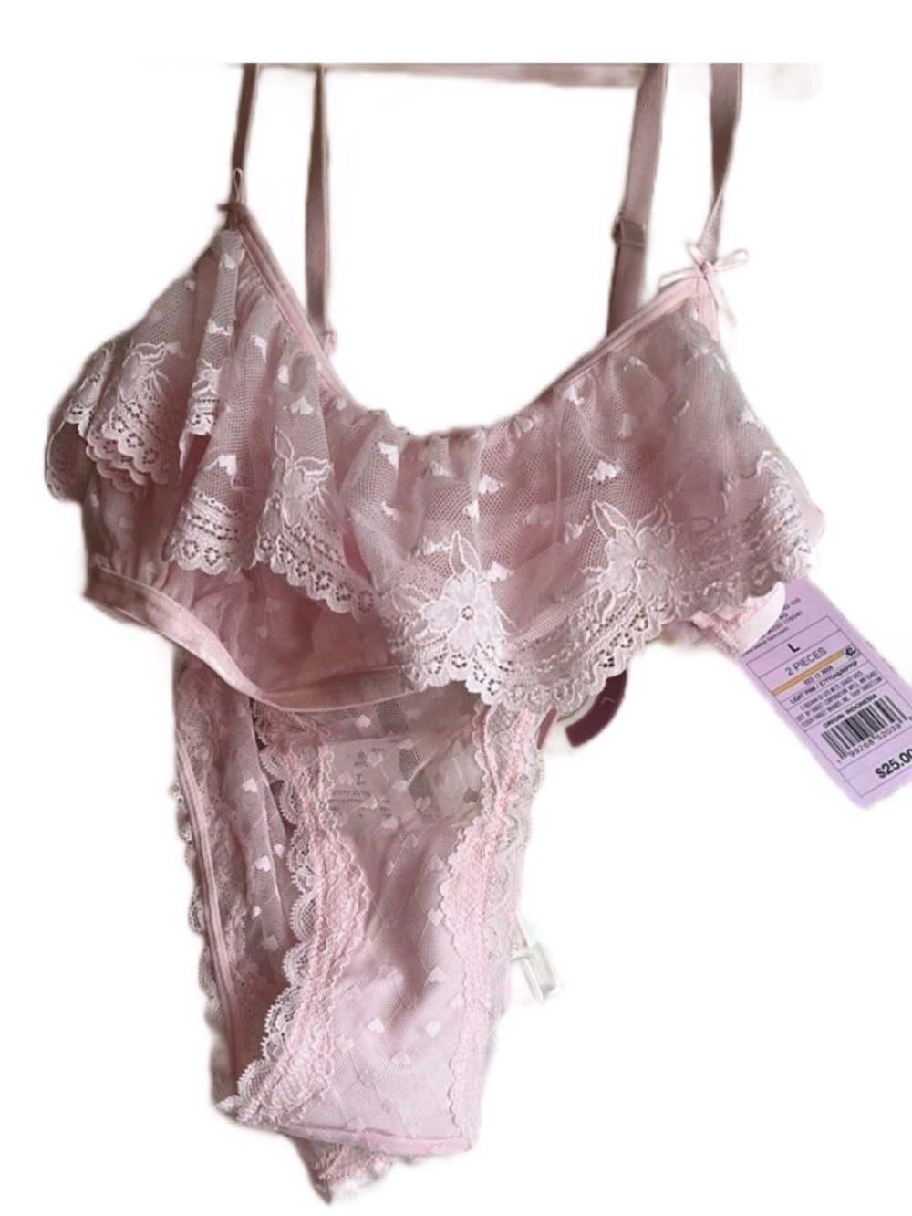 Light Pink Lace Lingerie Set - 2 Pieces
